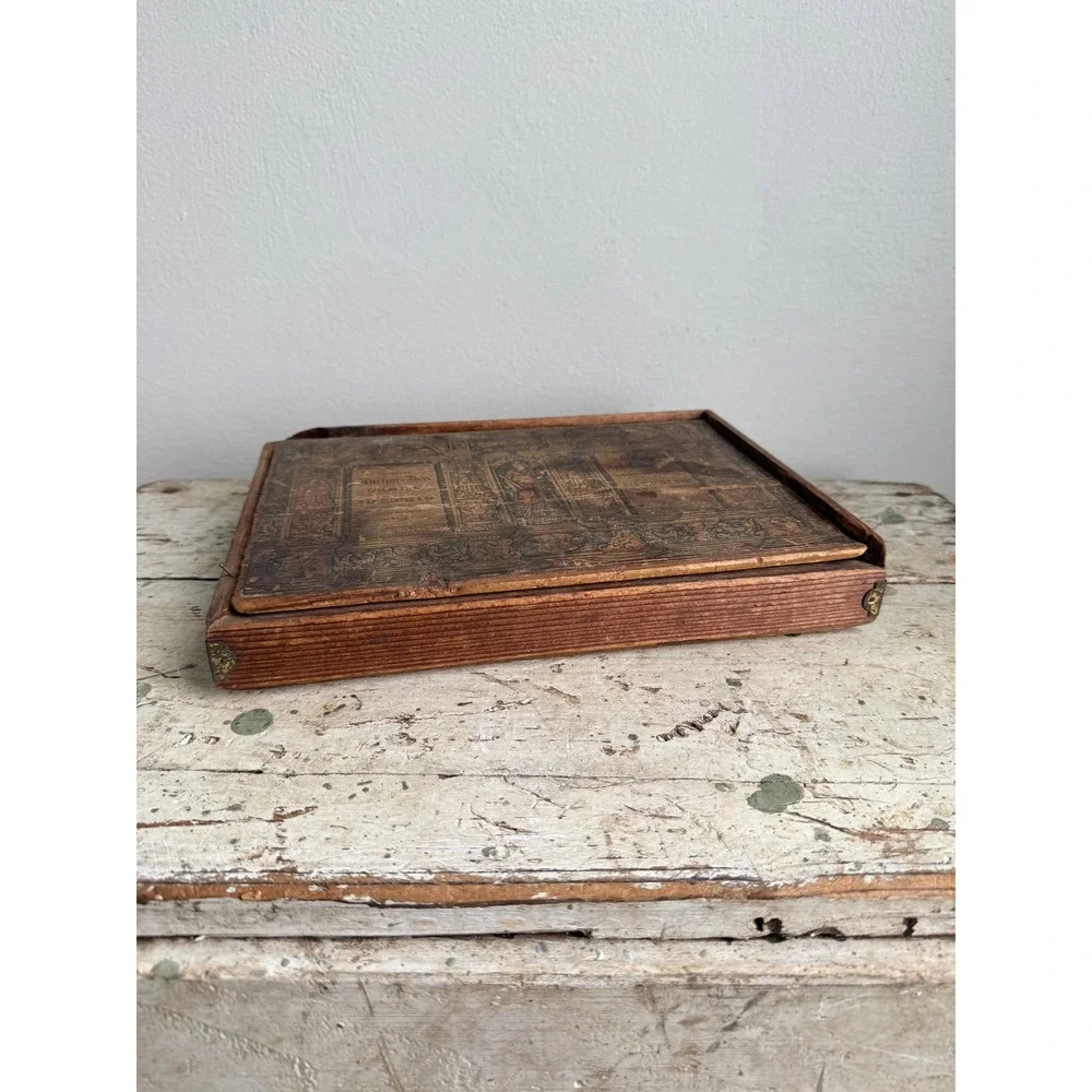 Antique‎ Richter's Anchor Box No. 7 Wooden Architectural Building Stone Case